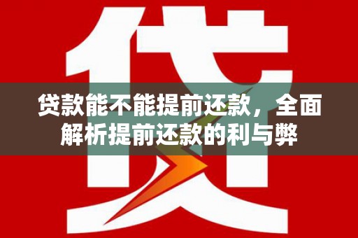 自流井贷款能不能提前还款，全面解析提前还款的利与弊